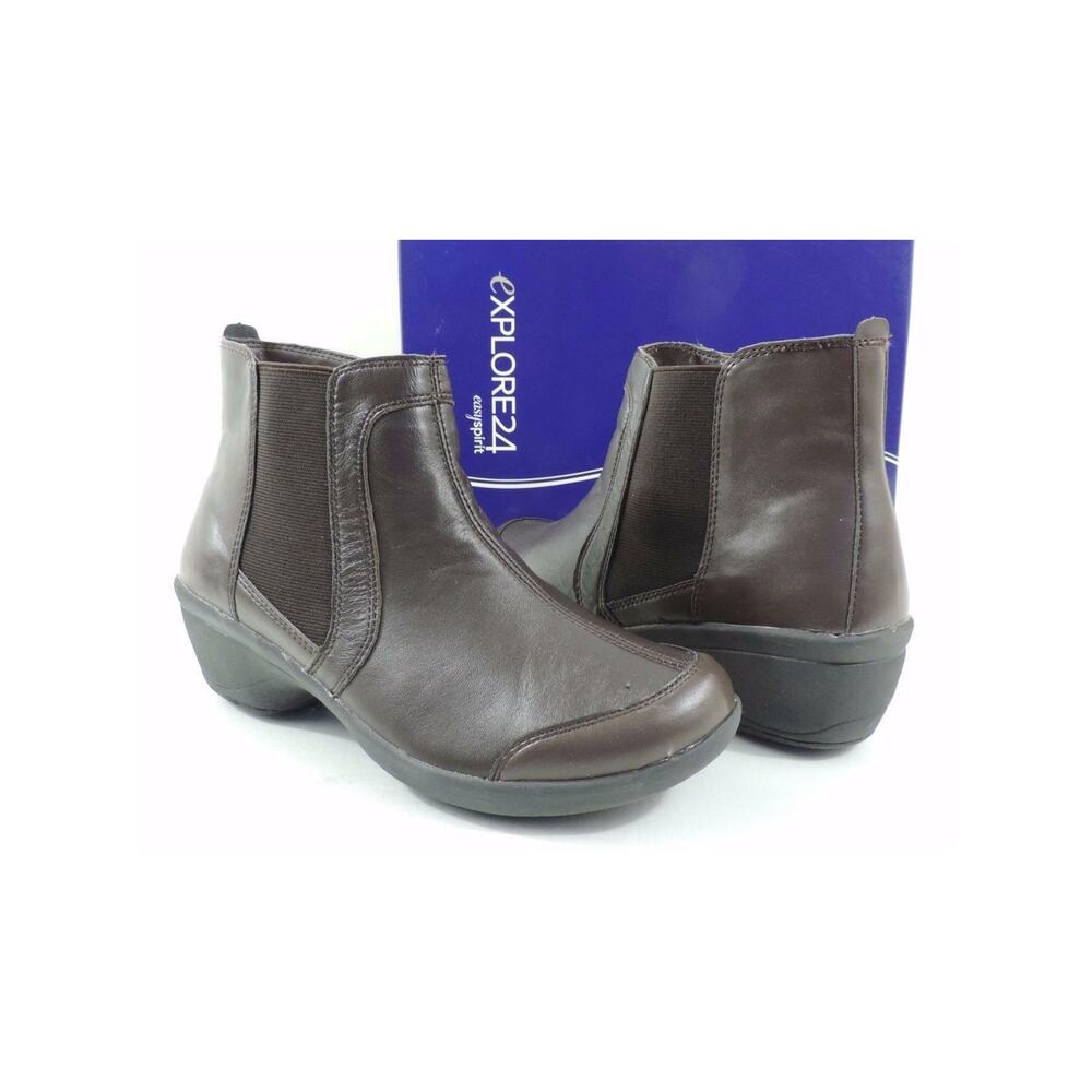 Easy Spirit Explorer 24 Brenley Ankle Boots Booties Leather Dark Brown Size 8